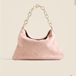 NEW J. Crew Berkeley Suede Chainlink Shoulder Bag pale pink $238 CM934